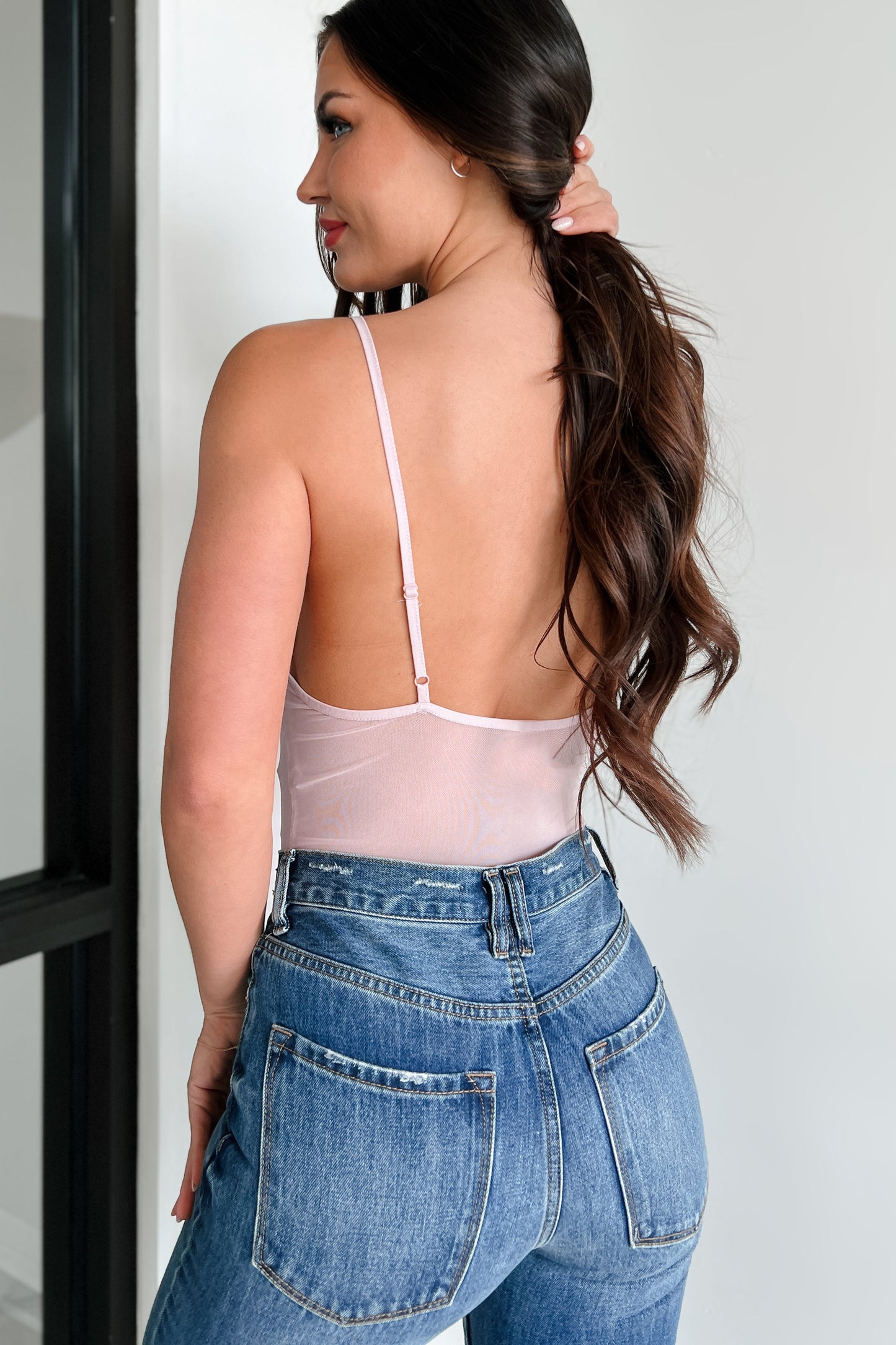 Trixie Ribbed Mesh Bodysuit (Mauve Mist)