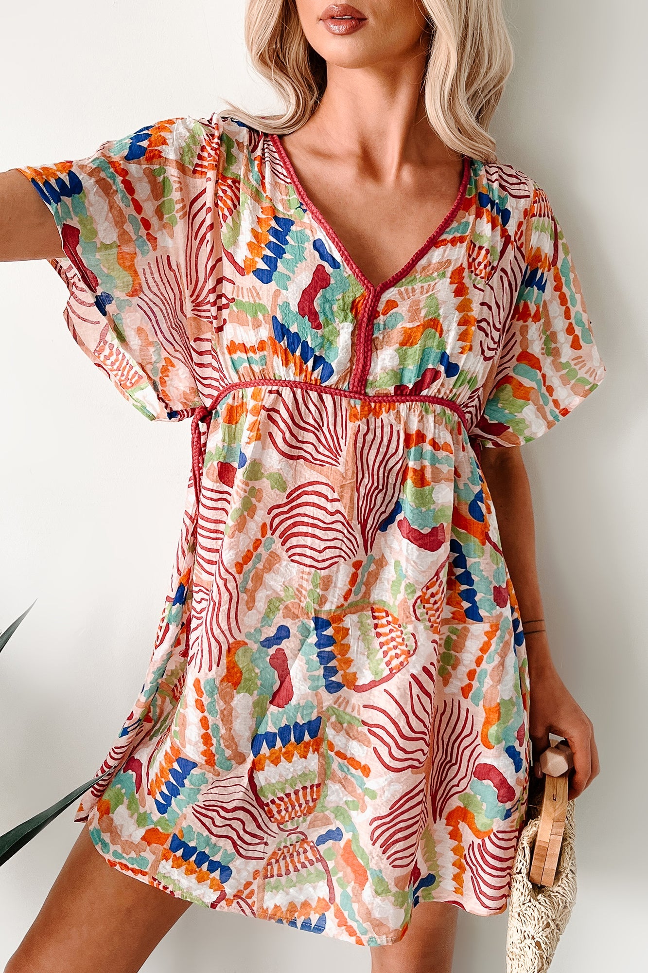 Wild Heart Printed Cover Up Mini Dress (Blush)